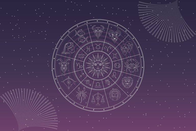 Purple natal chart up in the starry sky