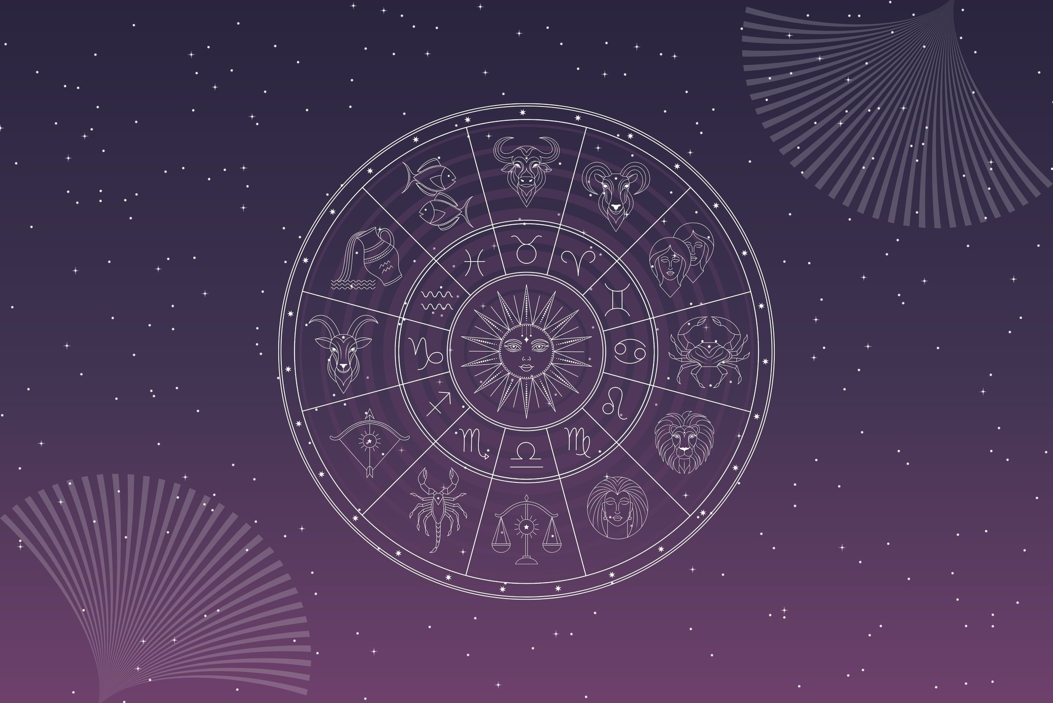 Purple natal chart up in the starry sky