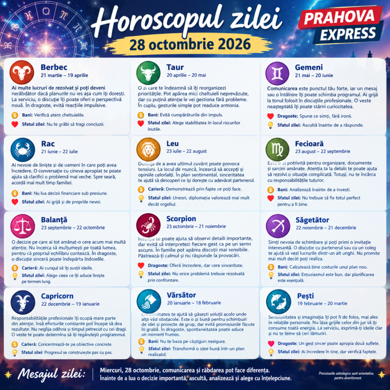 Horoscopul zilei_ 28 octombrie 2026